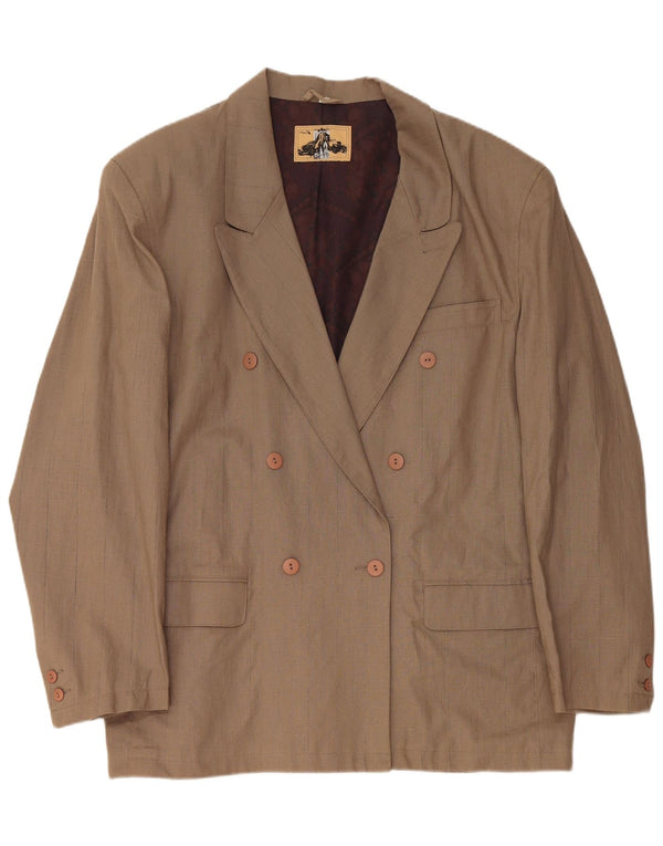 VINTAGE Dobbeltradet blazerjakke til mænd EU 56 3XL brun hør