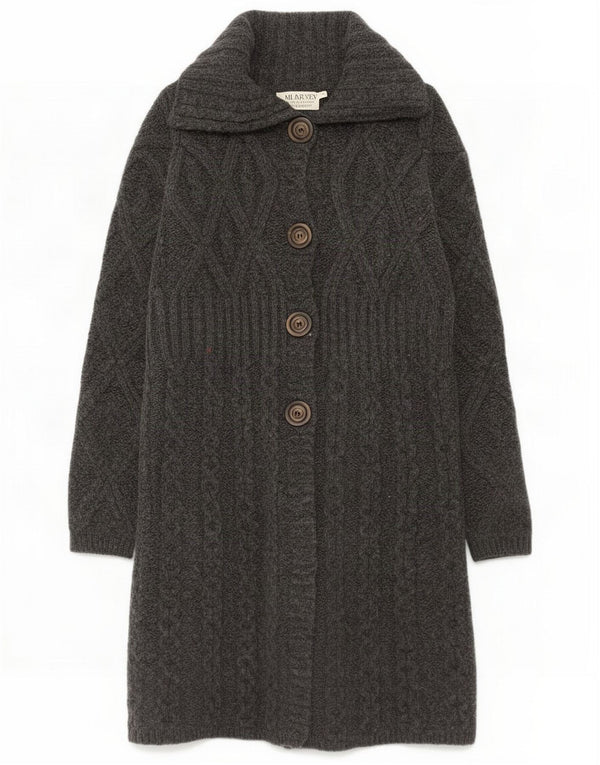 Blarney Womens Longline Cardigan Sweater UK 10 Small Grey Merino Wool