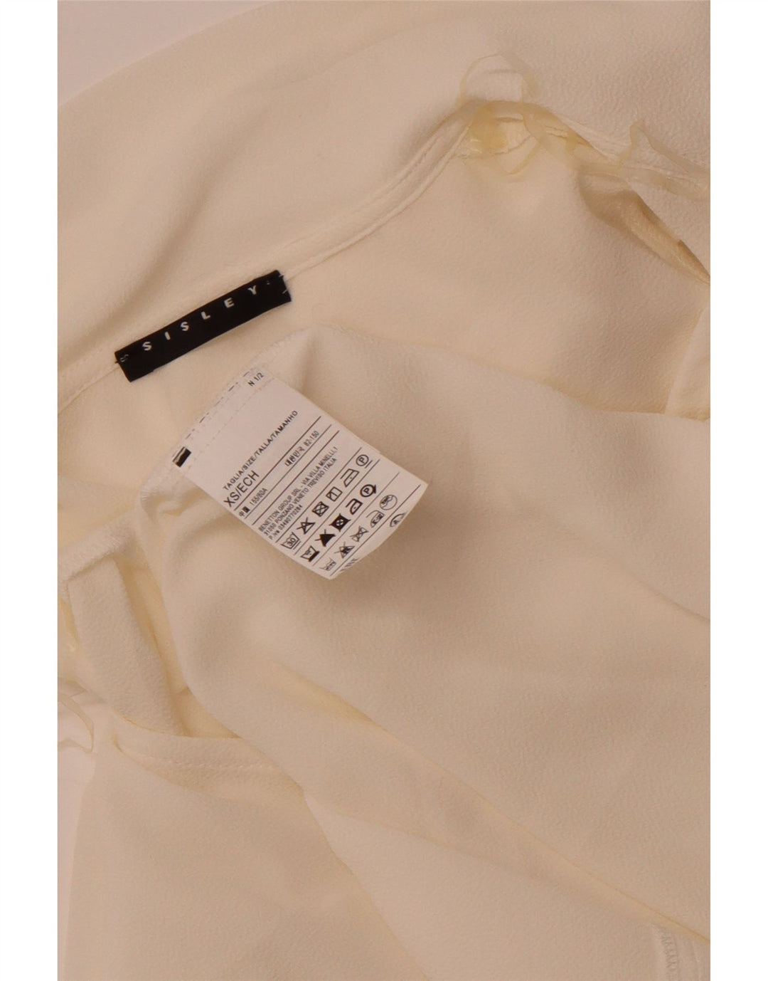 Sisley Womens Front Tie Loose Fit Bluse Top UK 6 XS Off White Polyester