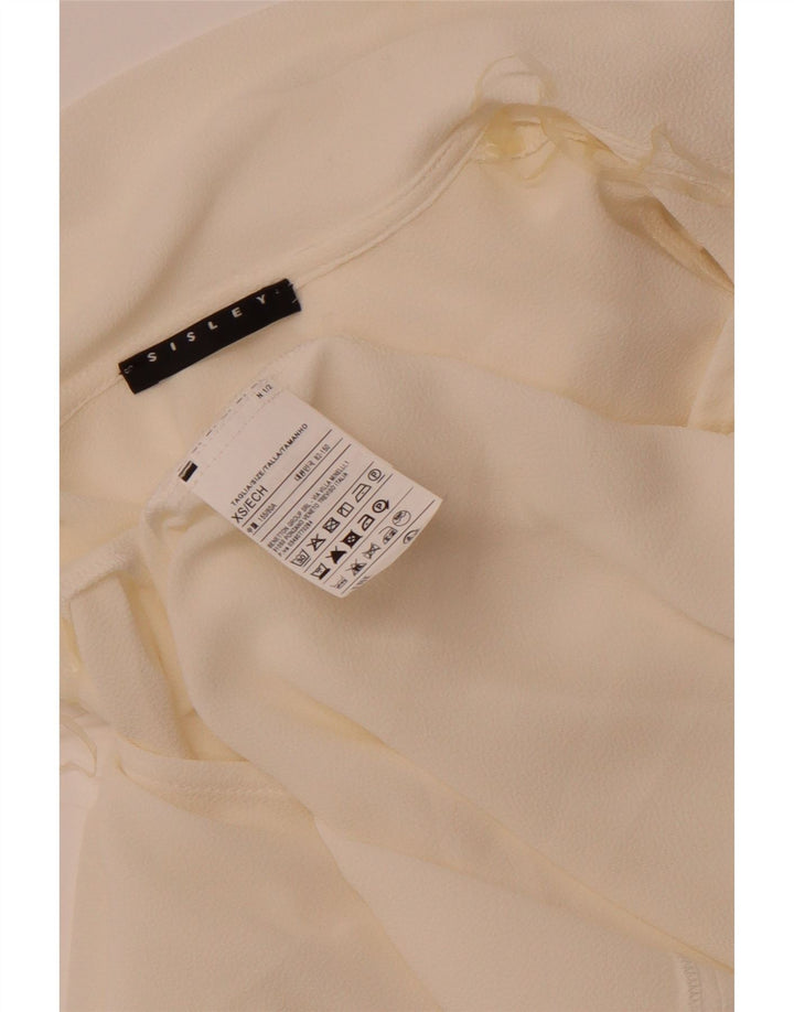 Sisley Womens Front Tie Loose Fit Bluse Top UK 6 XS Off White Polyester