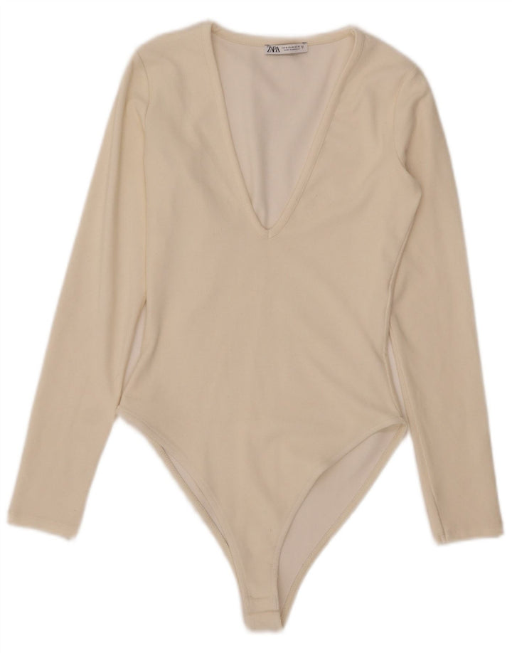 Zara langærmet bodysuit til kvinder UK 12 Medium Off White