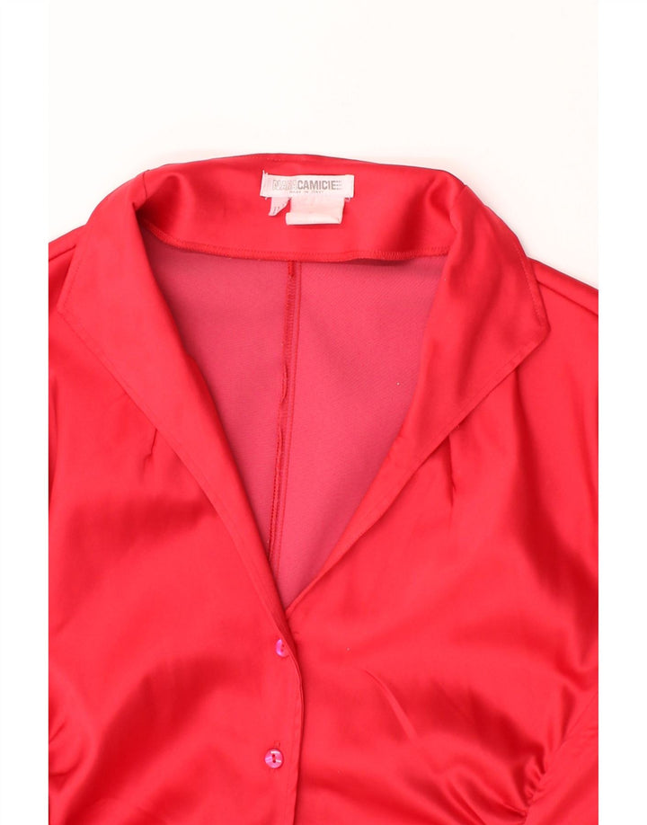 NARACAMICIE Womens Shirt Blouse UK 14 Large Red Polyester Vintage Naracamicie and Second-Hand Naracamicie from Messina Hembry 