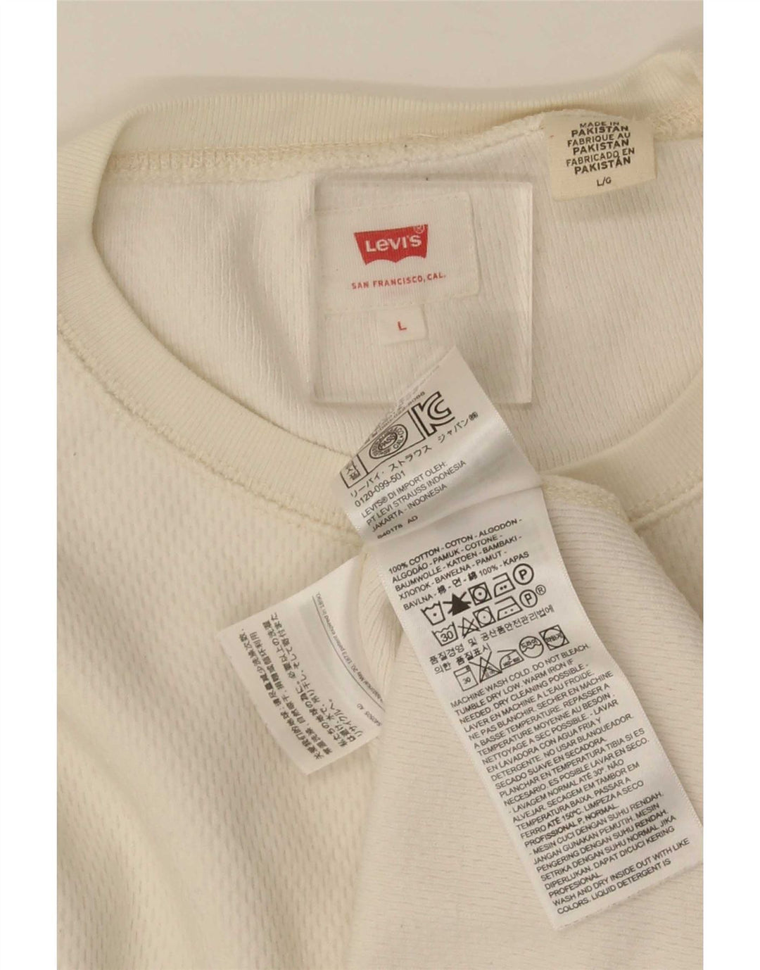 Levi's Herre Top Langærmet Stor hvid Bomuld
