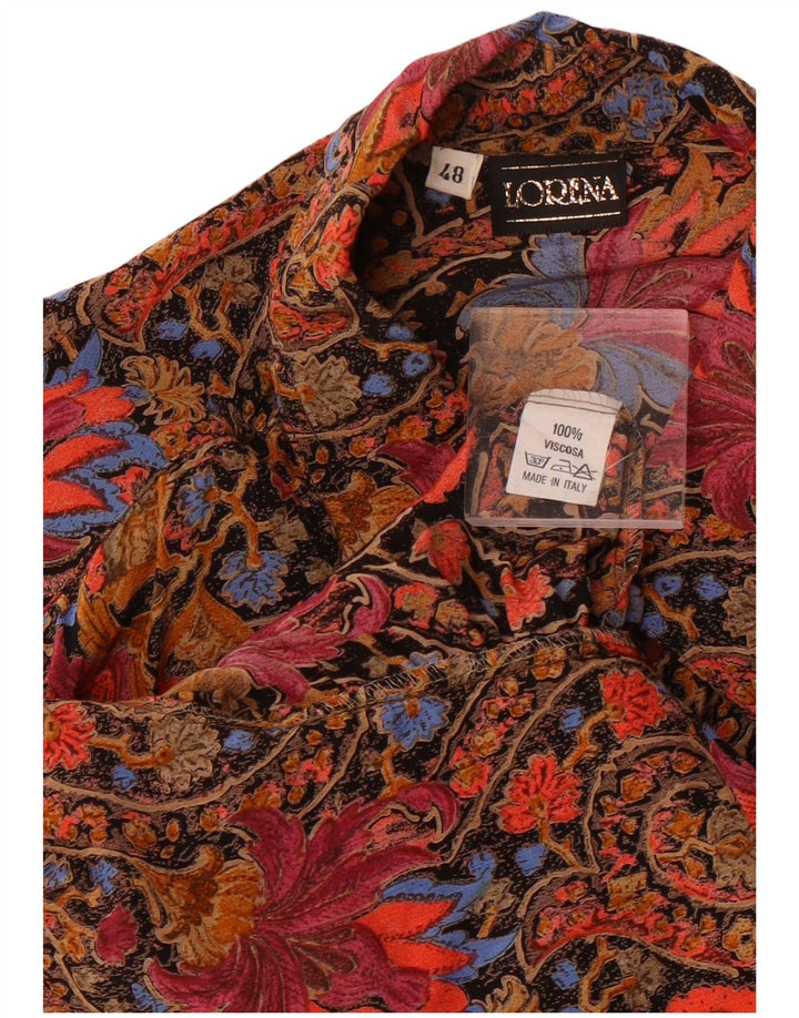 LORENA Womens Crop Shirt Blouse IT 48 XL Multicoloured Floral Viscose
