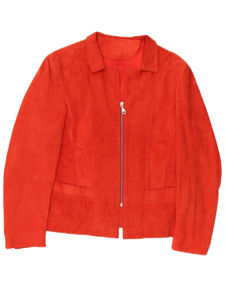 Vintage dame ruskindsjakke UK 14 Medium Orange Læder