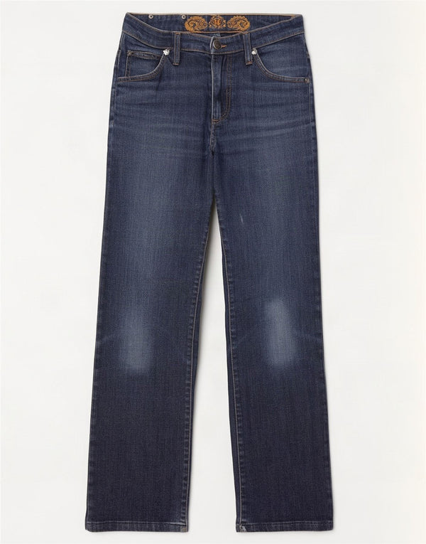 Marlboro Classics Dame Distressed Straight Jeans W28 L29 Navy Blue