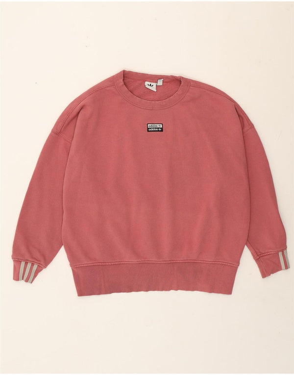 Adidas Dame Oversized Sweatshirt Jumper UK 18 XL Pink Bomuld