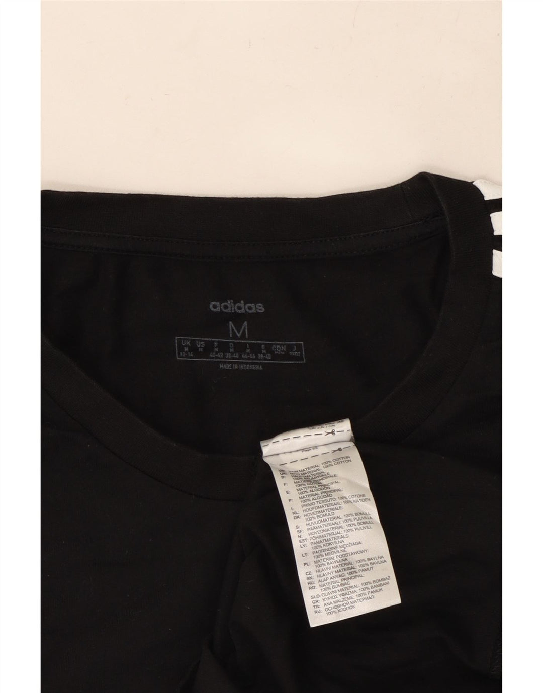 ADIDAS Womens T-Shirt Top UK 12/14 Medium Black Cotton Vintage Adidas and Second-Hand Adidas from Messina Hembry 