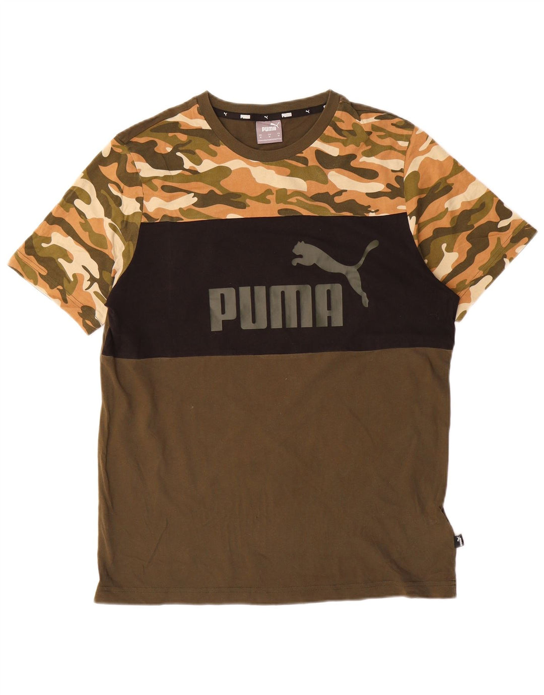 PUMA Herre grafisk T-shirt Top Medium Khaki Camouflage Bomuld