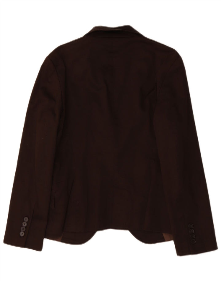 Zara Dame 1 Knap Blazer Jacket UK 14 Stor Brun Bomuld
