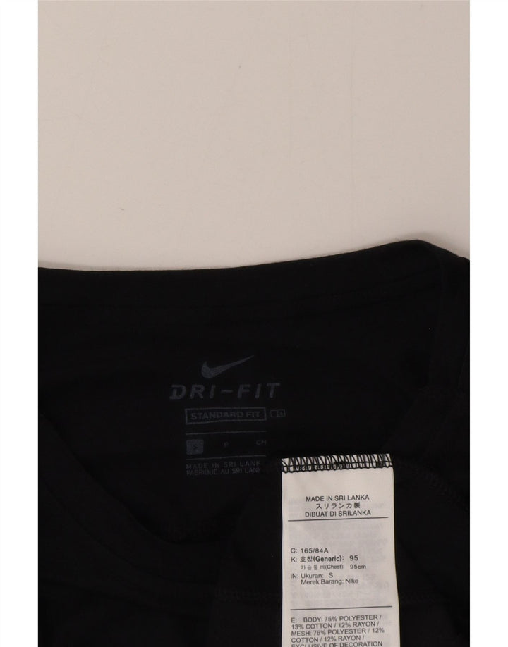 Nike Herre Dri Fit Standard Fit Grafisk T-shirt Top Lille sort polyester