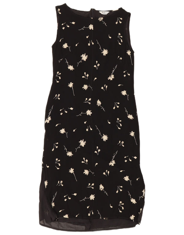 Marella Dame Ærmeløs Skift Kjole UK 14 Large Black Floral Viscose