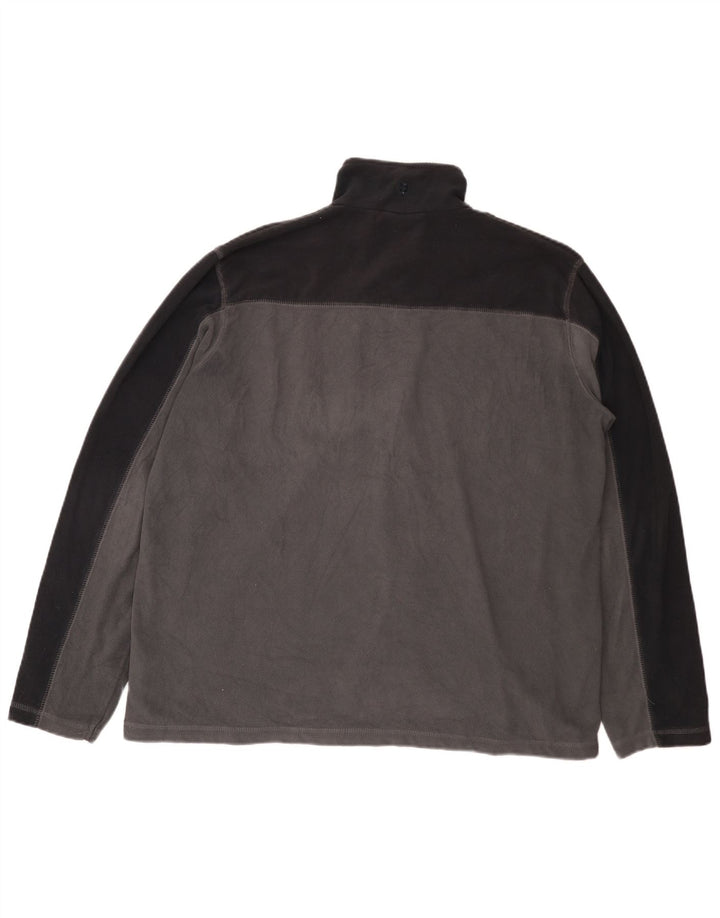 MOUNTAIN WAREHOUSE Mens Zip Neck Fleece Jumper XL Grey Colourblock