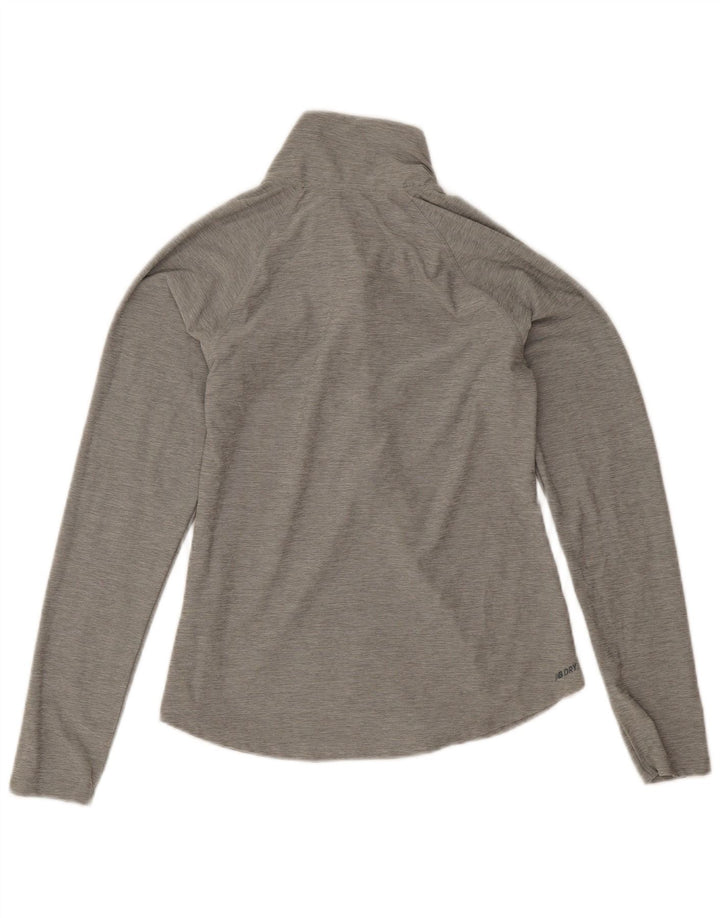 New Balance kvinders lynlås-hals top langærmet UK 10 lille grå polyester