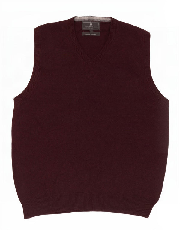 Marks & Spencer Herre Regular Fit Vest Tank Top Medium Burgundy Uld