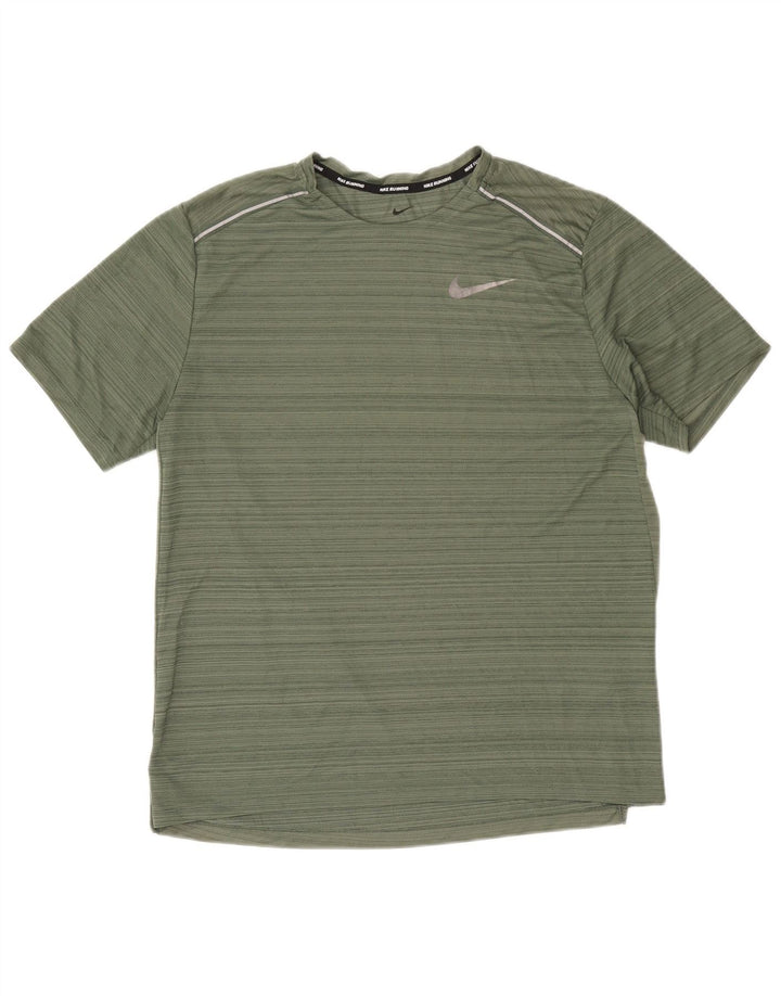 Nike Herre Dri Fit T-Shirt Top Stor Grøn Nålestribet Polyester