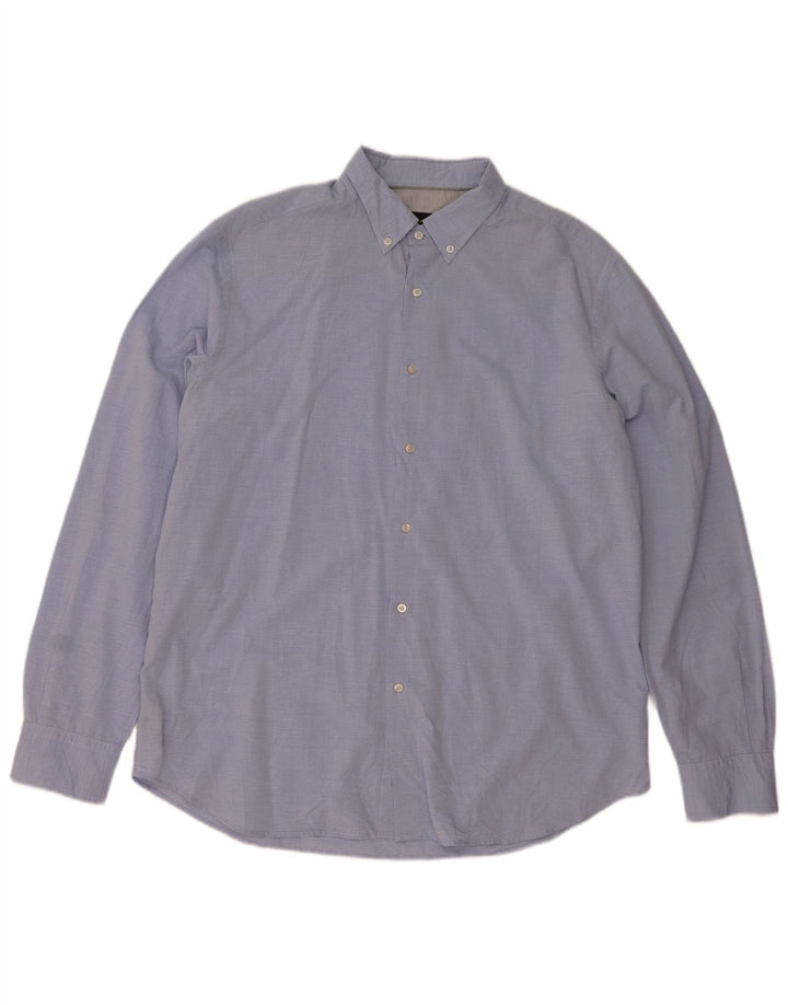 Massimo Dutti herreskjorte 2XL blå nålestribet bomuld