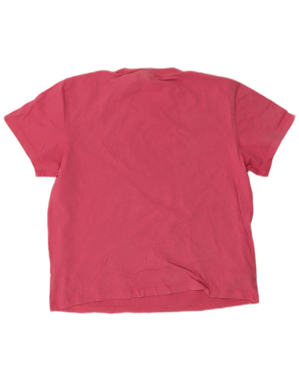 Adidas Dame Oversized grafisk T-shirt Top UK 8/10 Small Pink Bomuld