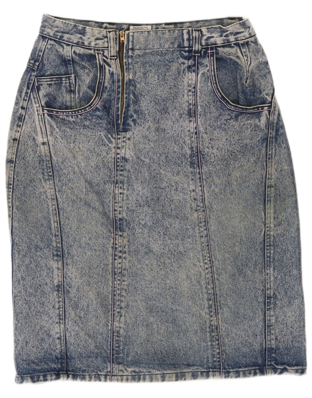 Blooming Womens Acid Wash denimnederdel W30 Medium Blue Retro
