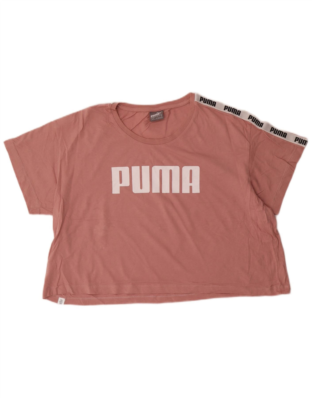 Puma Dame Loose Fit Crop Grafisk T-Shirt Top UK 16 Large Pink