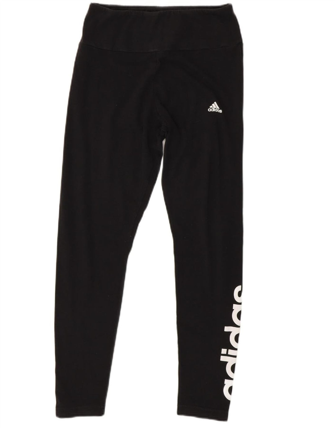 ADIDAS Womens Graphic Leggings UK 12/14 Medium  Black Cotton