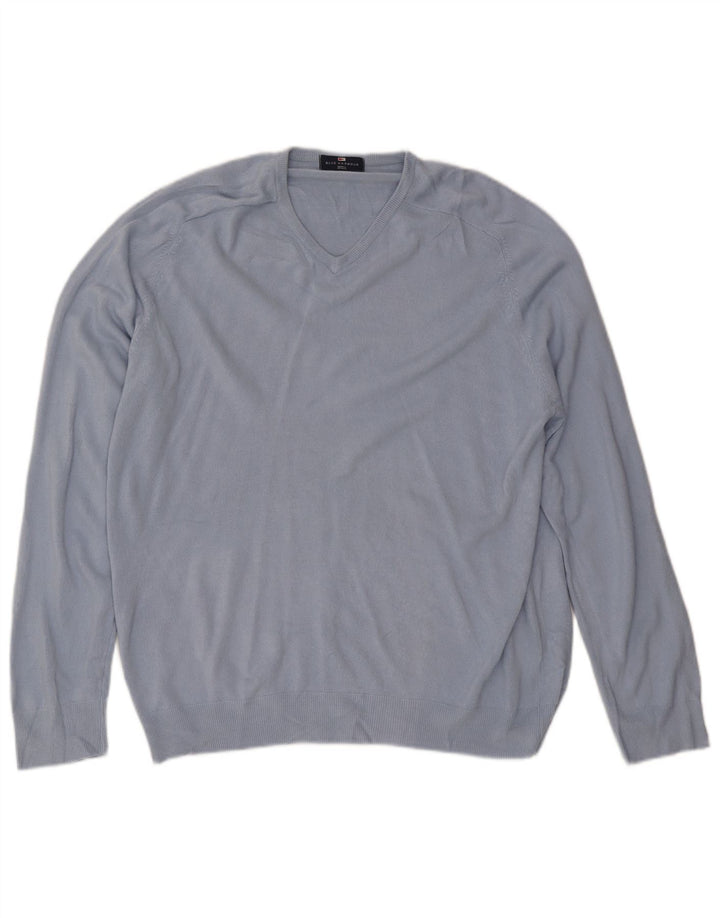 Marks & Spencer Herre Blue Harbor V-hals sweater XL Blå Akryl