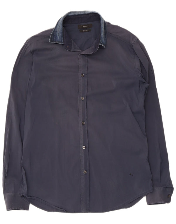 Diesel Herre Slim Fit skjorte Medium marineblå bomuld