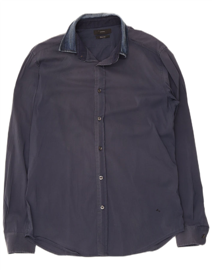 Diesel Herre Slim Fit skjorte Medium marineblå bomuld