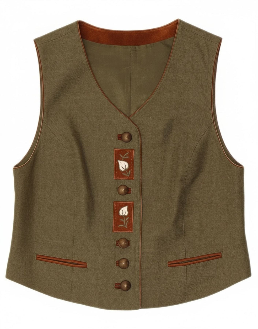 C&A Damevest UK 14 Medium Khaki Floral Linen