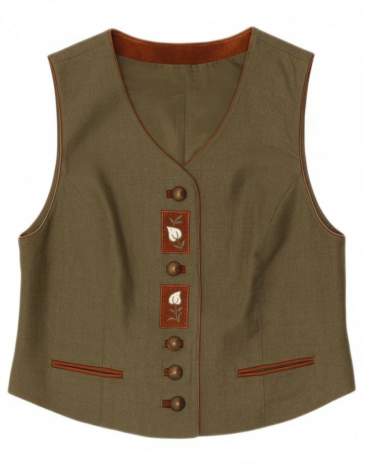 C&A Damevest UK 14 Medium Khaki Floral Linen