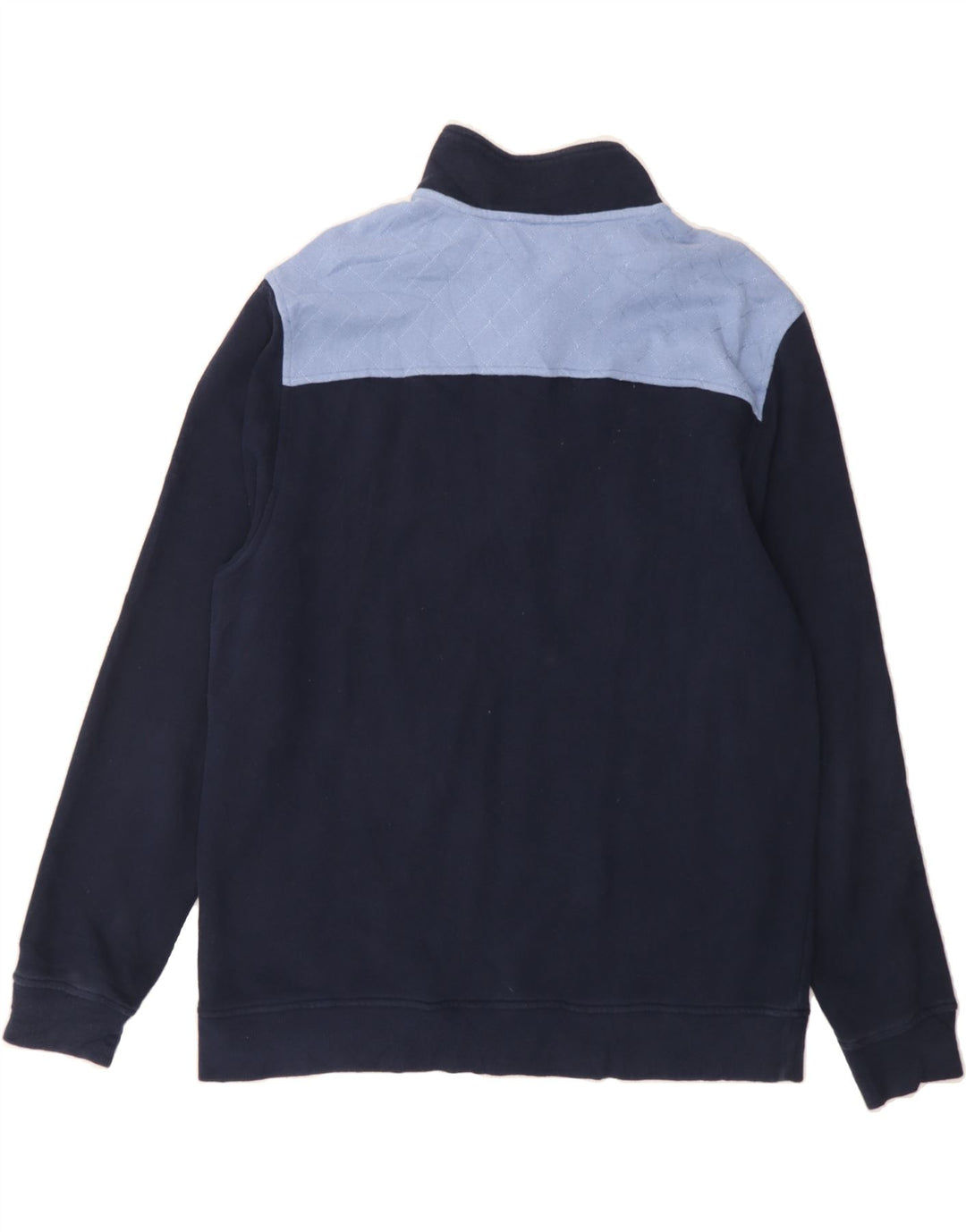 IZOD Mens Zip Neck Sweatshirt Jumper Large Navy Blue Colourblock Cotton Vintage Izod and Second-Hand Izod from Messina Hembry 