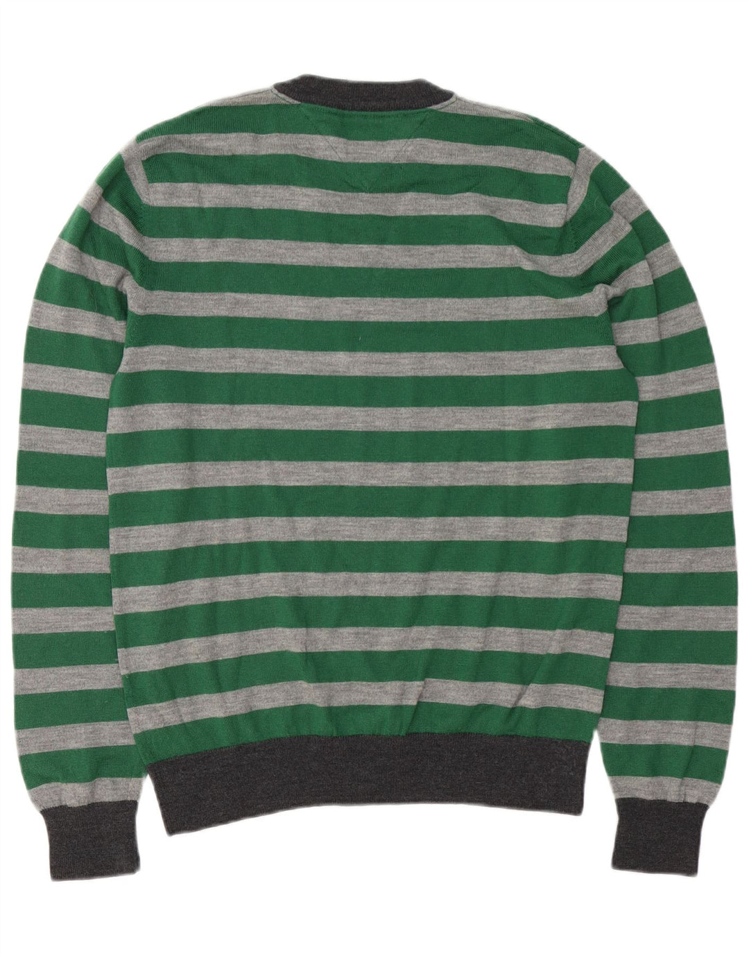 Tommy Hilfiger Herre Jumper Sweater med rund hals Stor grøn stribet uld