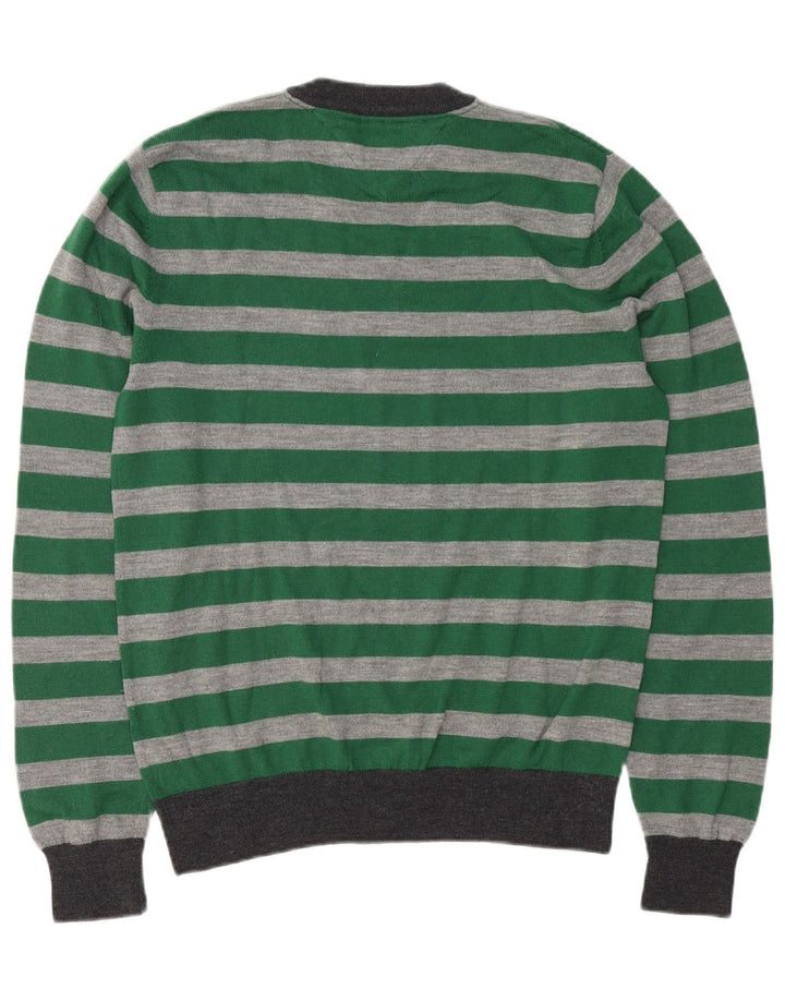 Tommy Hilfiger Herre Jumper Sweater med rund hals Stor grøn stribet uld