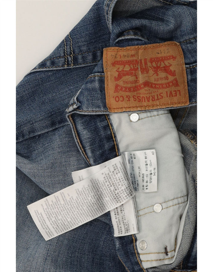 Levi's Herre 511 Distressed Slim Jeans W34 L29 Blå Bomuld