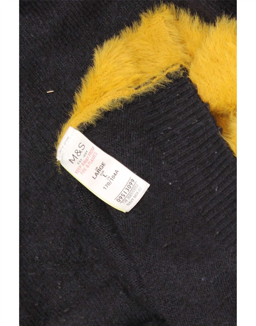 Marks & Spencer Herre Turtle Neck Jumper Sweater Large Navy Blue Colourblock