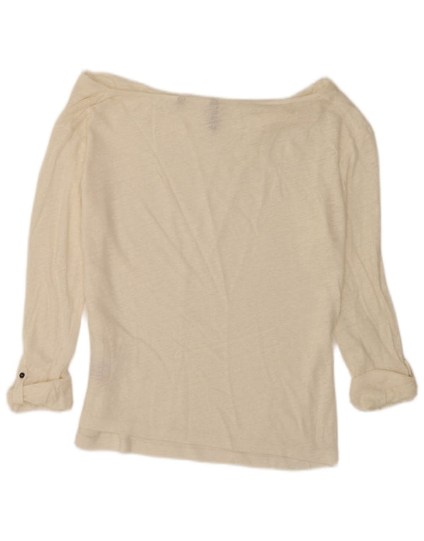 Woolrich Womens 3/4 ærmet oversized off Shoulder Top UK 10 Small White