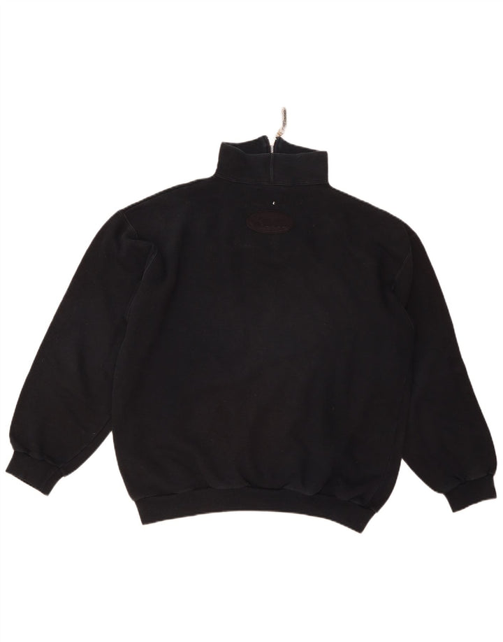 SEVEN 7 Herre grafisk lynlås-hals sweatshirt jumper stor marineblå bomuld