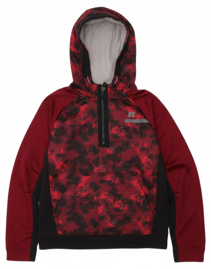 RUSSELL ATHLETIC Boys Dri-Power Hoodie Jumper 7-8 Years Medium Maroon
