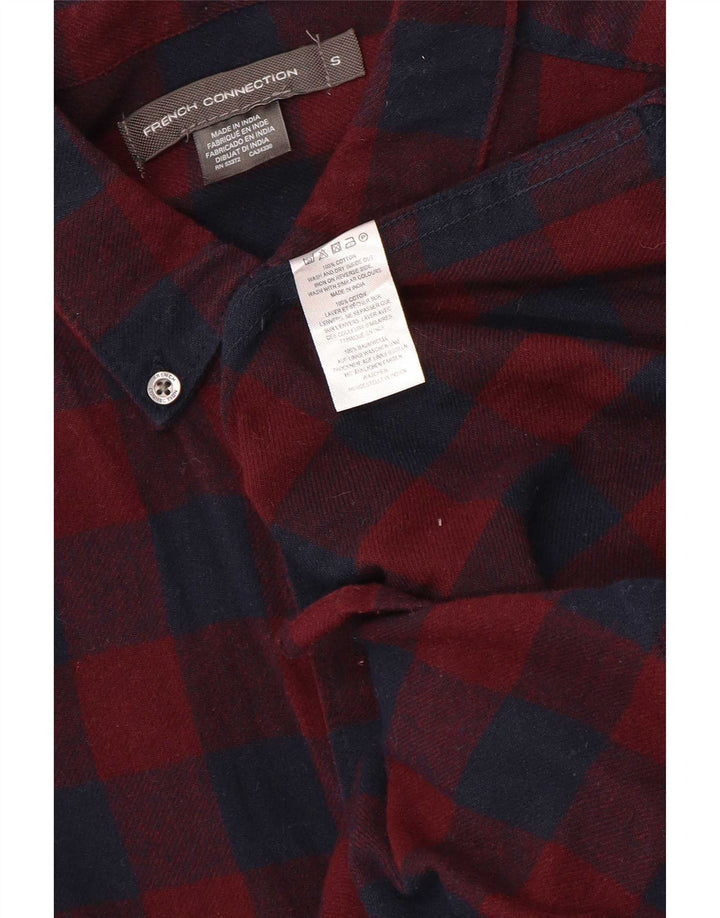 French Connection Herre flannel skjorte lille rød Gingham bomuld