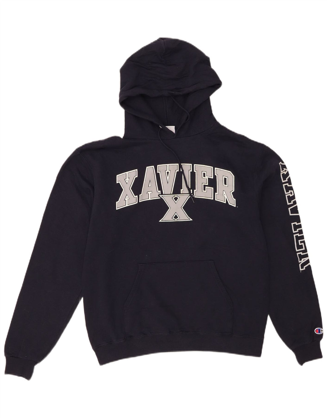CHAMPION Mens Xavier Graphic Hoodie Jumper Medium Navy Blue Cotton