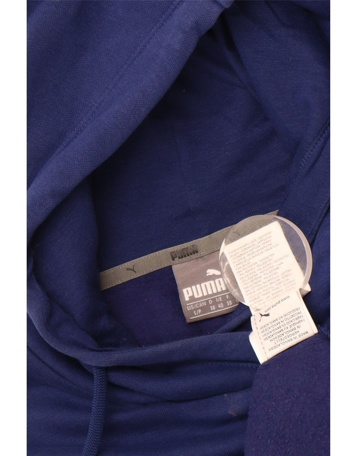 PUMA Womens Graphic Hoodie Jumper UK 10 Small  Navy Blue Polyester