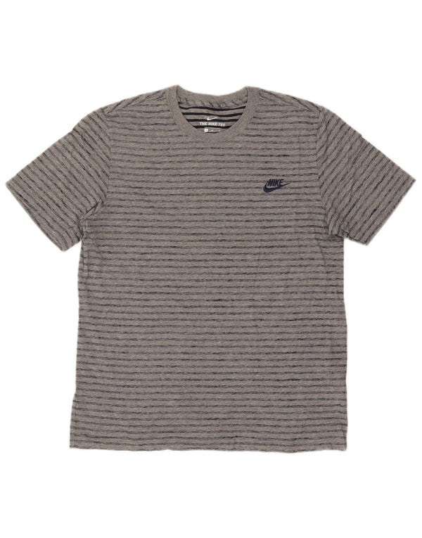 Nike T-shirt top mellem grå stribet bomuld til mænd