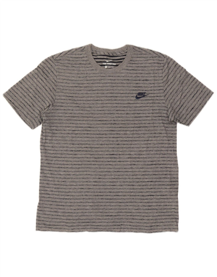 Nike T-shirt top mellem grå stribet bomuld til mænd