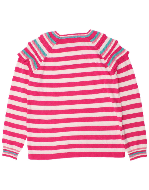Benetton Piger Boat Neck Jumper Sweater 7-8 år Medium Pink Stribet