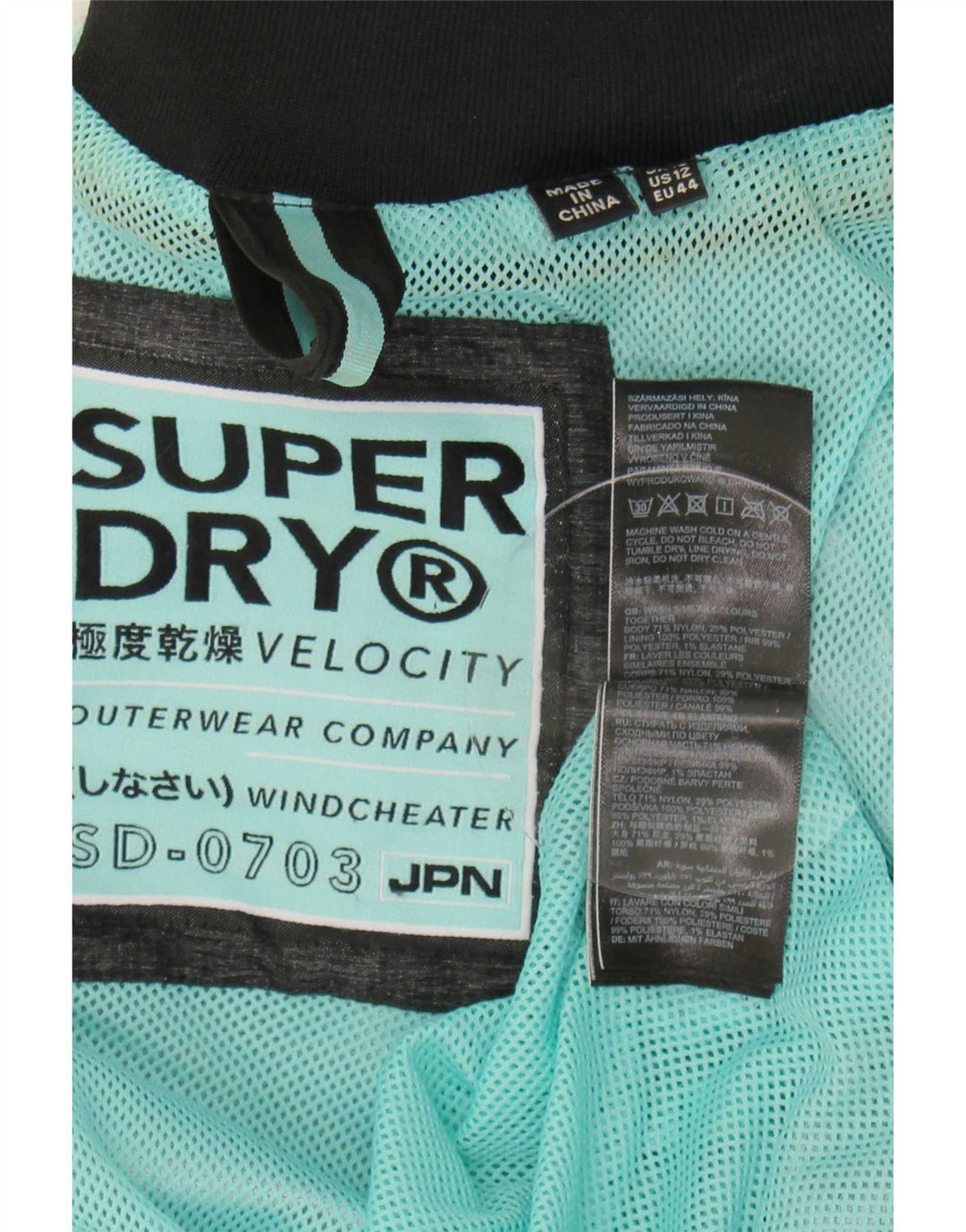 Superdry Regnjakke med hætte til kvinder UK 16 Stor grå nylon