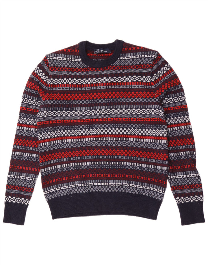 Gap Herre Crew Neck sweater lille marineblå geometrisk lammeuld