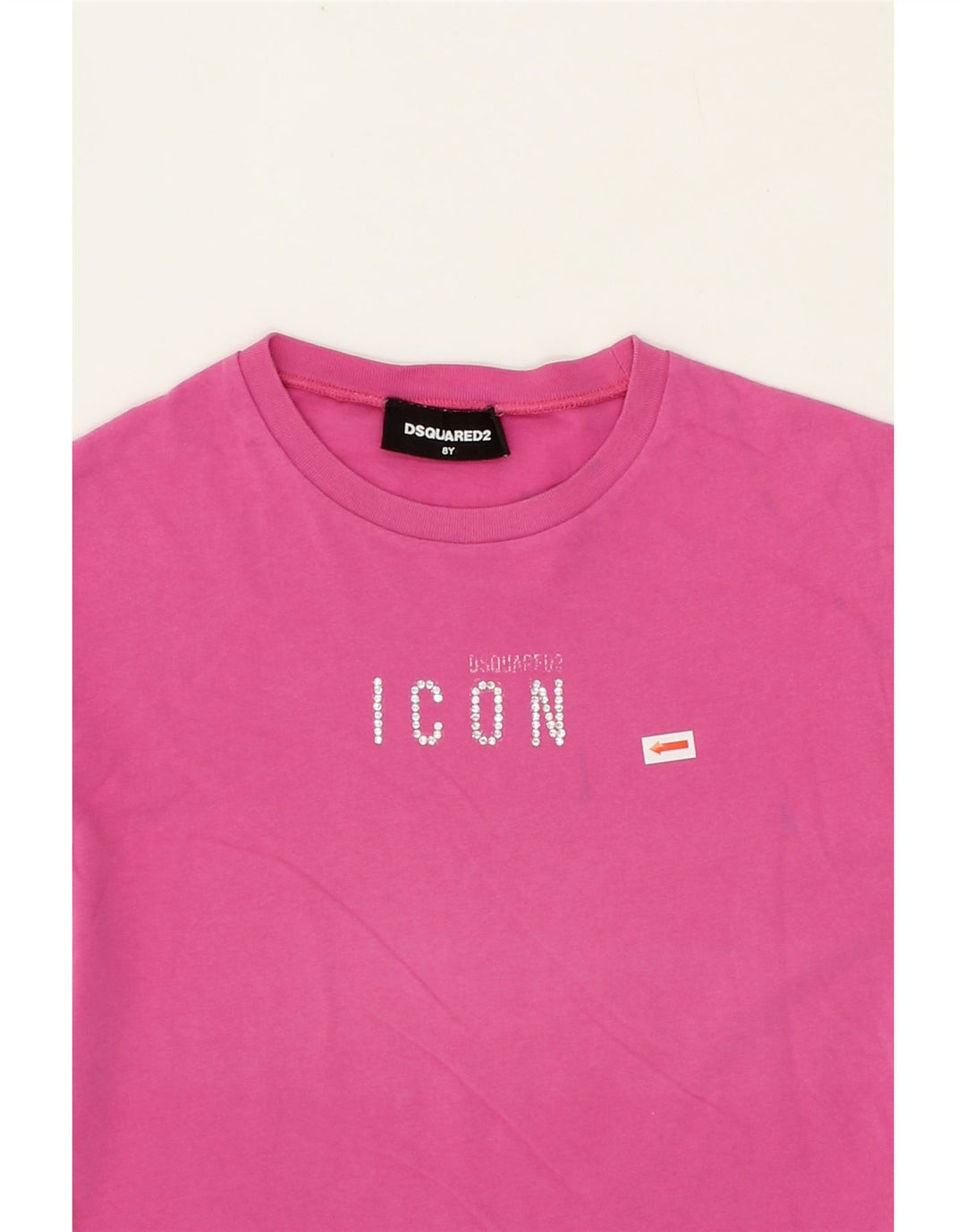 DSQUARED2 Girls Graphic T-Shirt Top 7-8 Years Pink Cupro Vintage Dsquared2 and Second-Hand Dsquared2 from Messina Hembry 