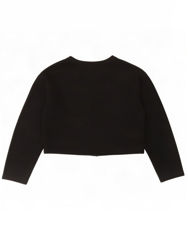 Zara Womens Crop Cardigan Sweater UK 14 Medium Black Bomuld