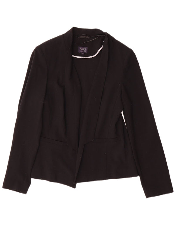 Marks & Spencer Womens Open Blazer Jacket UK 12 Medium Black Polyester
