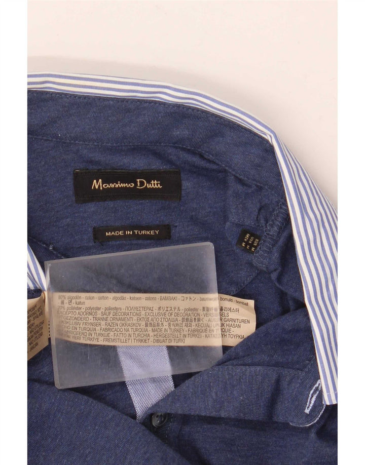 Massimo Dutti Herre Rugby Polo Shirt Medium Navy Blue Colourblock